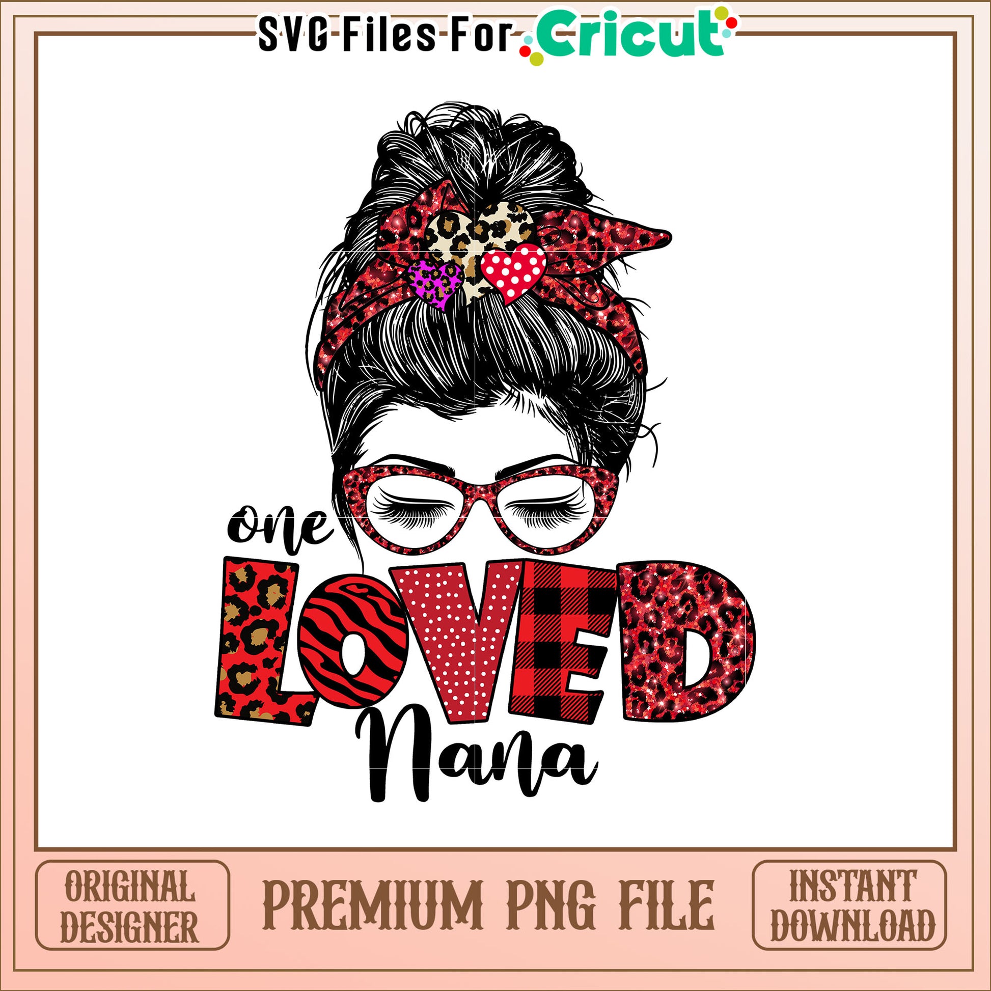 Cute Loved Design with Leopard Print and Heart Accents PNG