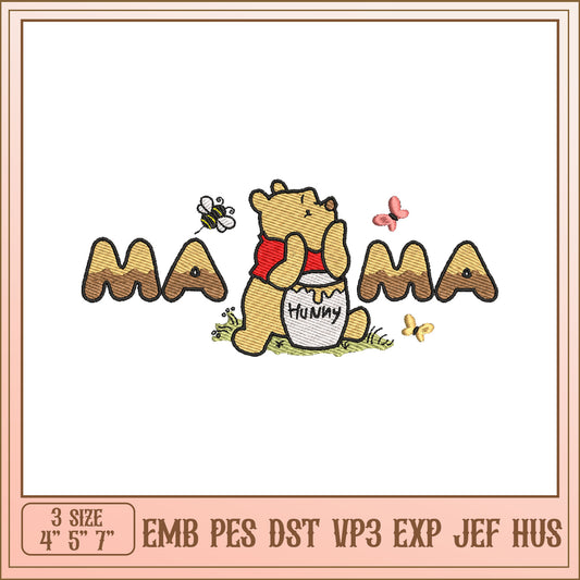 Cute Mama Bear Embroidery Design for Baby Blankets and Apparel