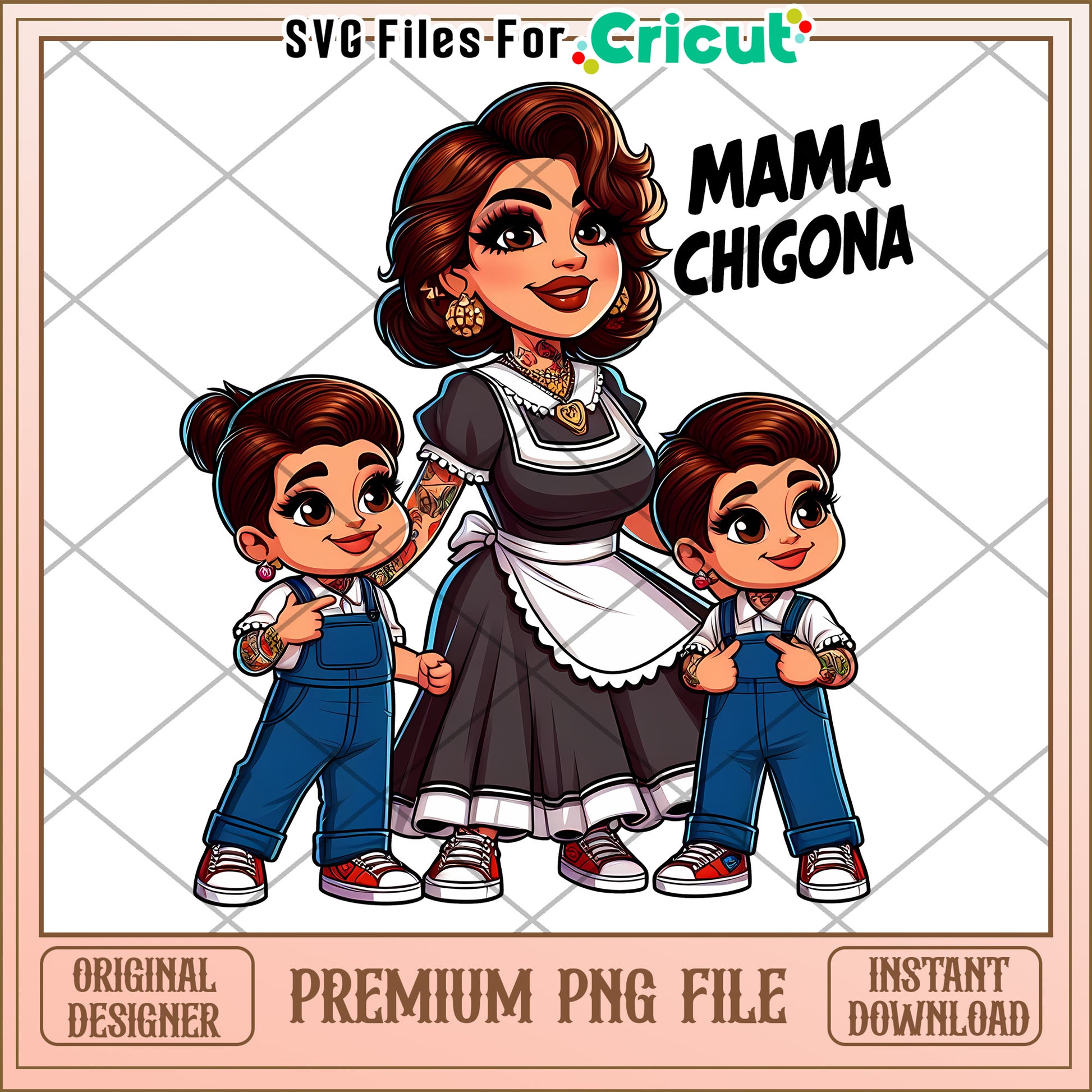 Cute Mama Chigona Family PNG for Cricut Projects Download