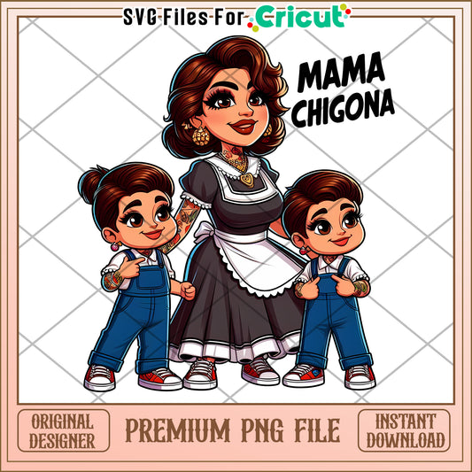 Cute Mama Chigona Family PNG for Cricut Projects Download