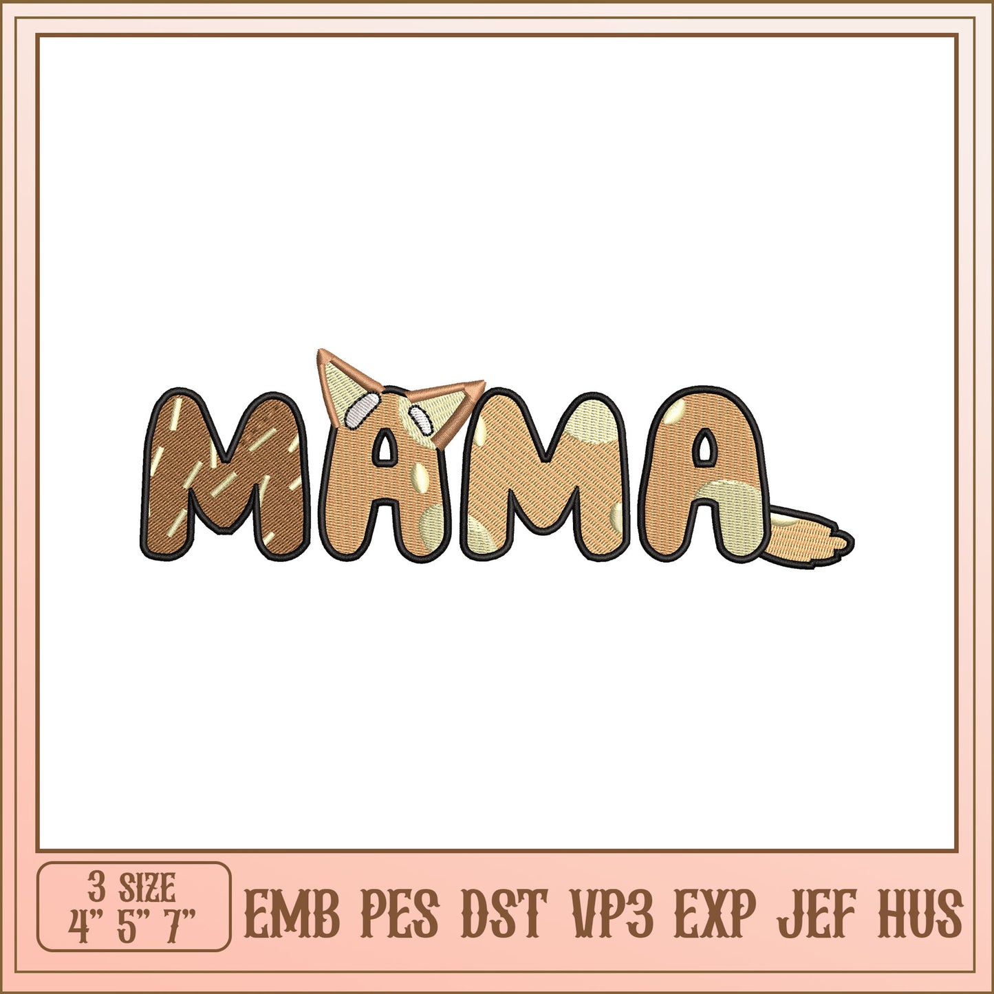 Cute Mama Embroidery Design in Multiple Sizes and Formats