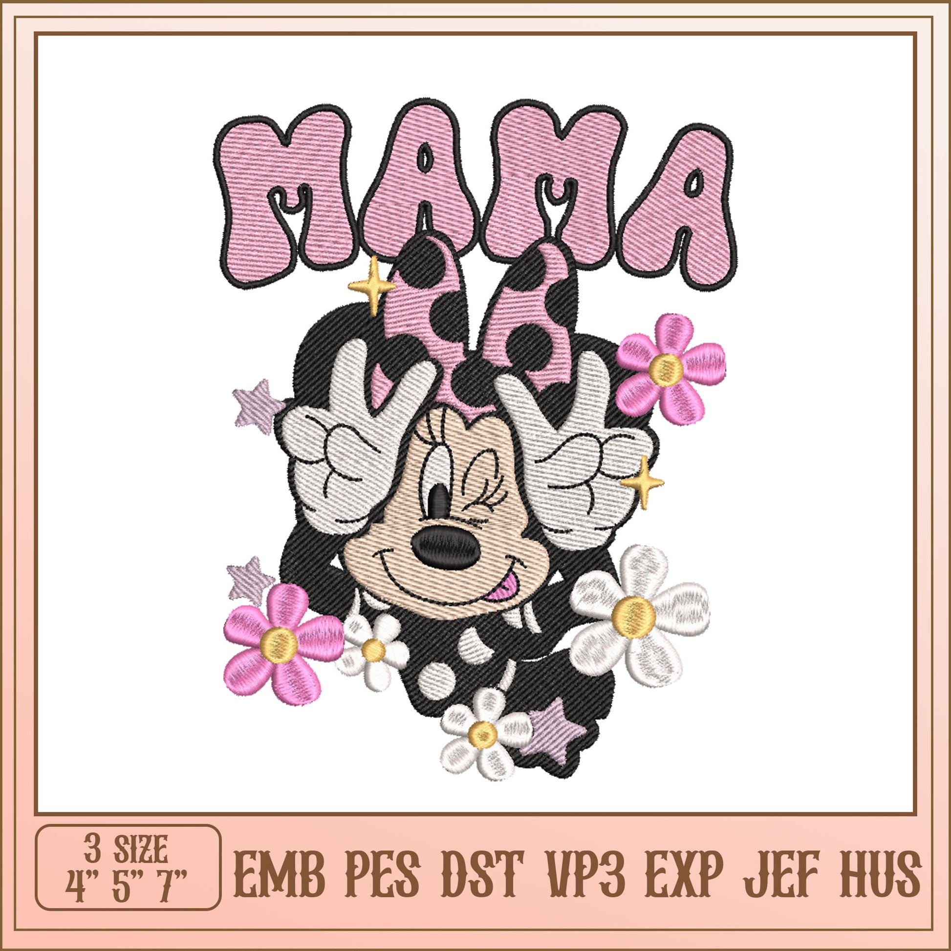 Cute Mama Minnie Mouse Embroidery Design for All Machines
