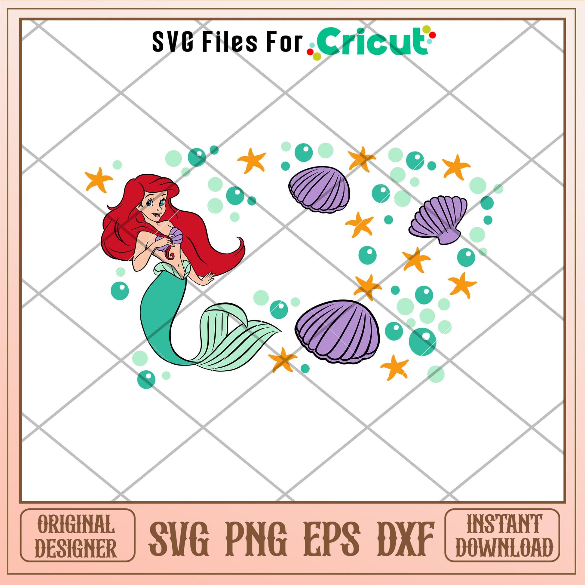 Cute Mermaid Full Wrap, Cute Little Mermaid Full Wrap Svg