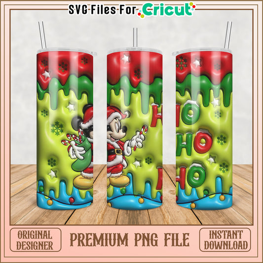 Cute Mickey Mouse Christmas Tumbler PNG Design for Cricut Use