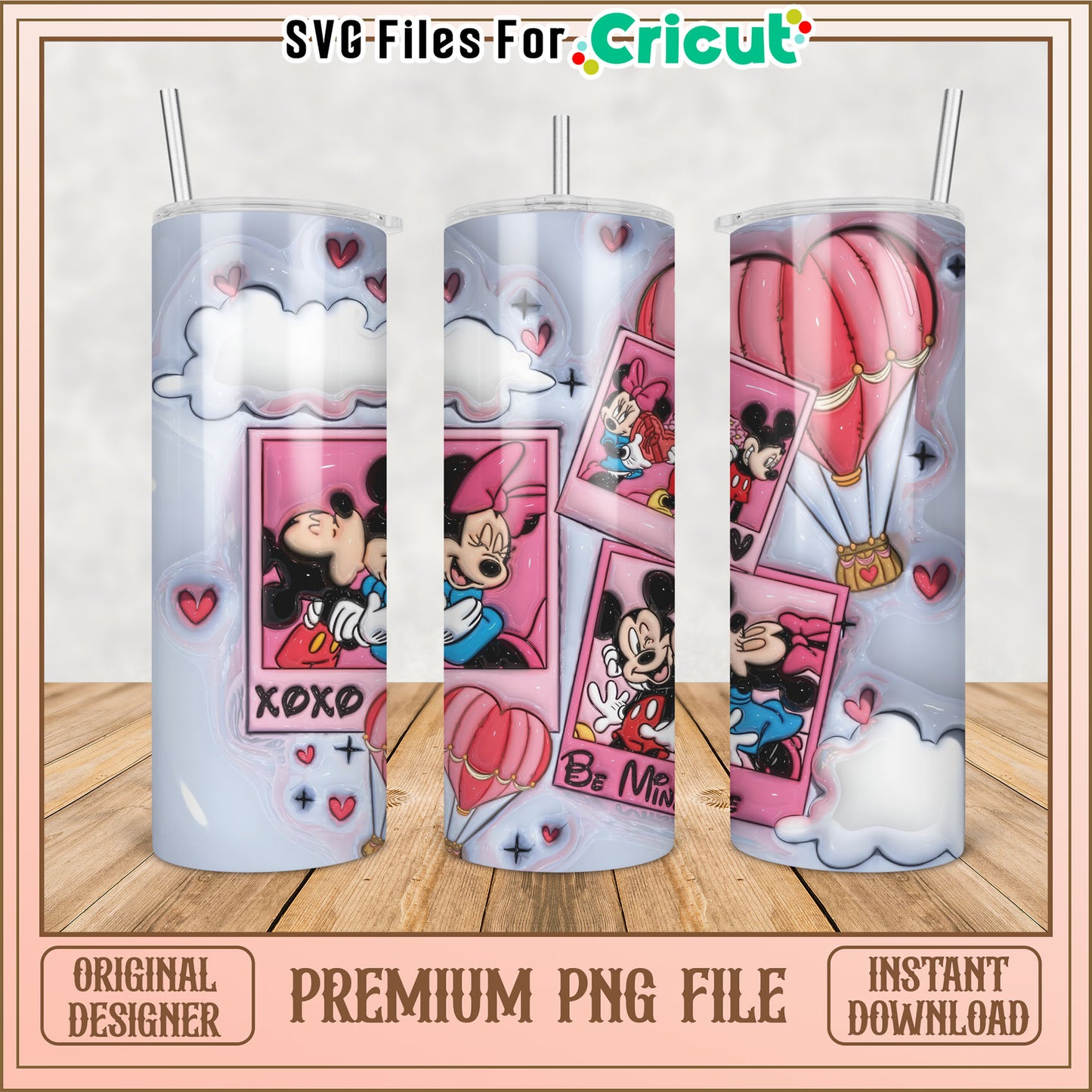 Cute Mickey and Minnie Mouse Tumbler Design PNG for Crafting Fun