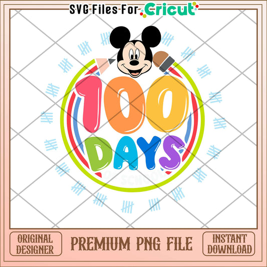 Cute Mickey face 100 days png, 100 days of school png, school png
