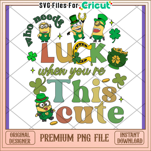 Cute Minion Luck Design for St Patrick's Day PNG