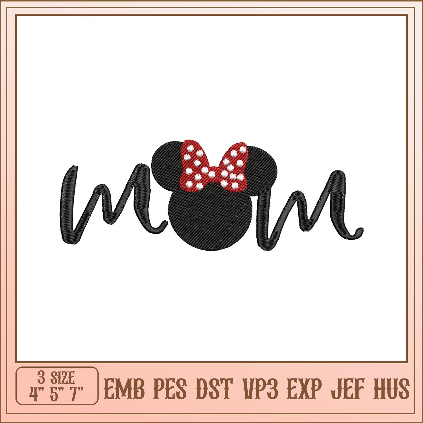 Cute Minnie Mouse Mom Embroidery Design for Sewing Projects