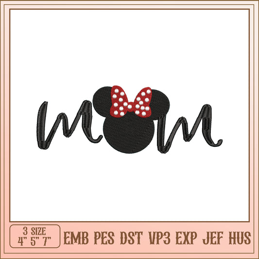 Cute Minnie Mouse Mom Embroidery Design for Sewing Projects
