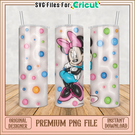 Cute Minnie Mouse Tumbler PNG Design for Cricut Crafting Files