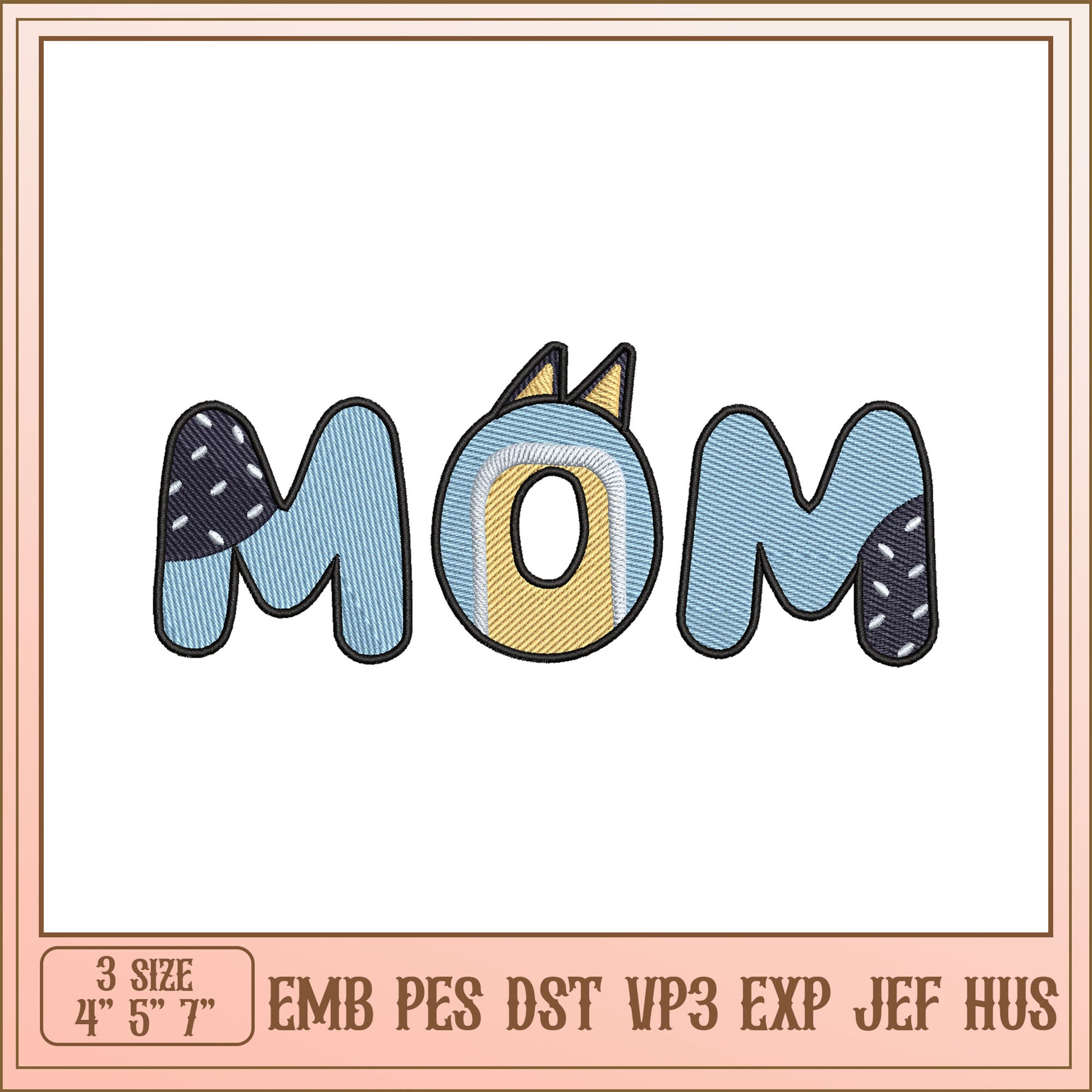 Cute Mom Embroidery Design in Multiple Formats for Projects