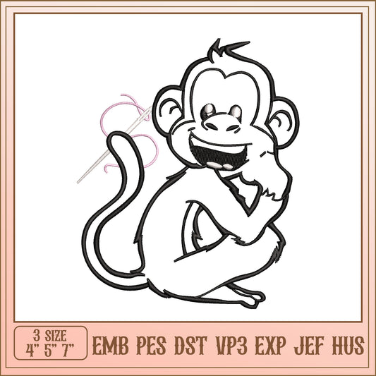 Cute Monkey Embroidery Design