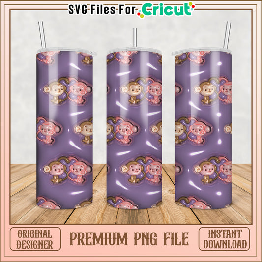 Cute Monkey Tumbler PNG Design