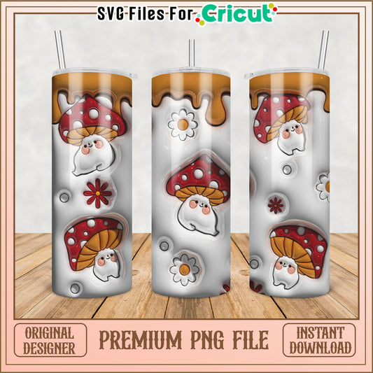 Cute Mushroom Tumbler Design PNG for DIY Crafts and Cricut Users