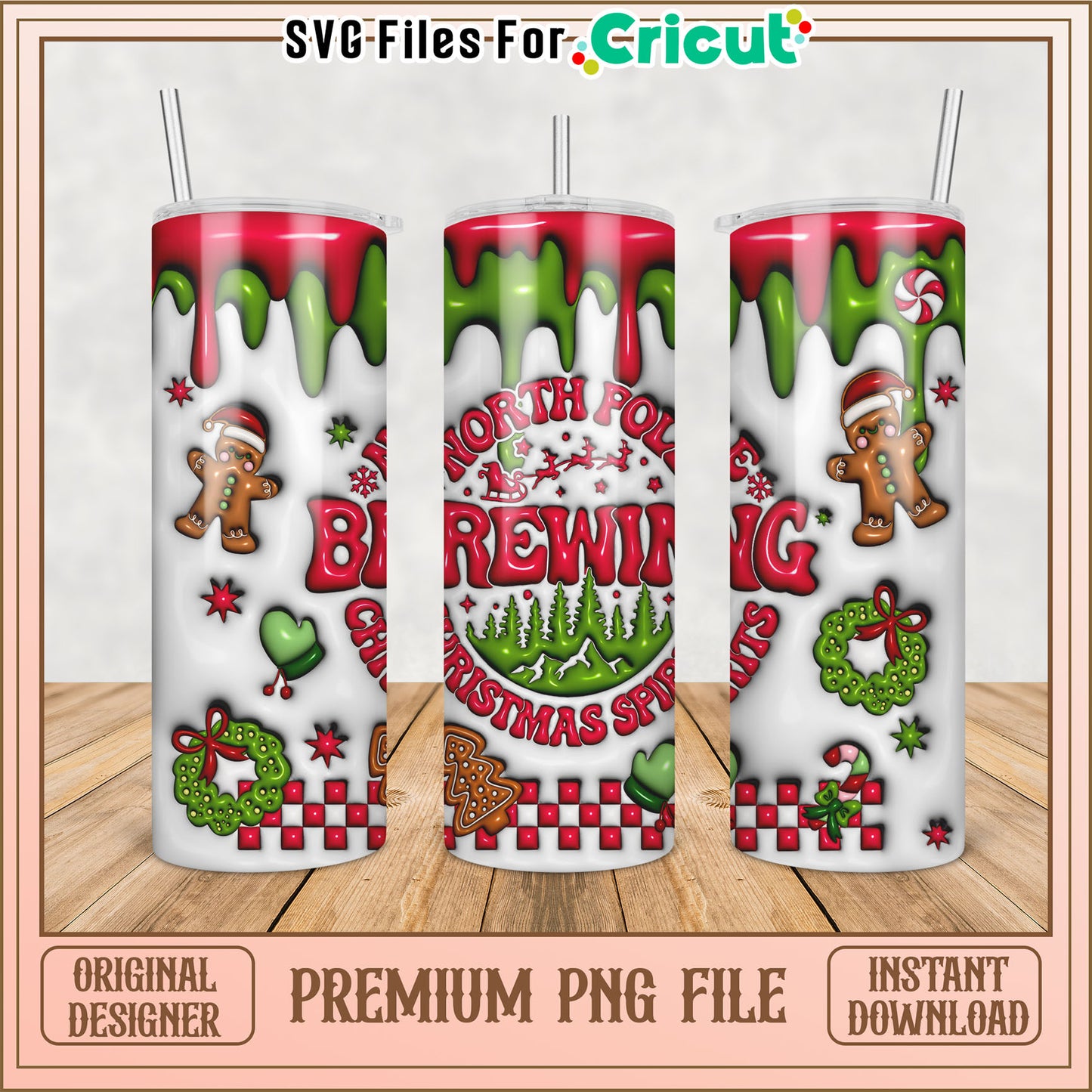 Cute North Pole Brewing Christmas Tumbler Design for DIY Crafts