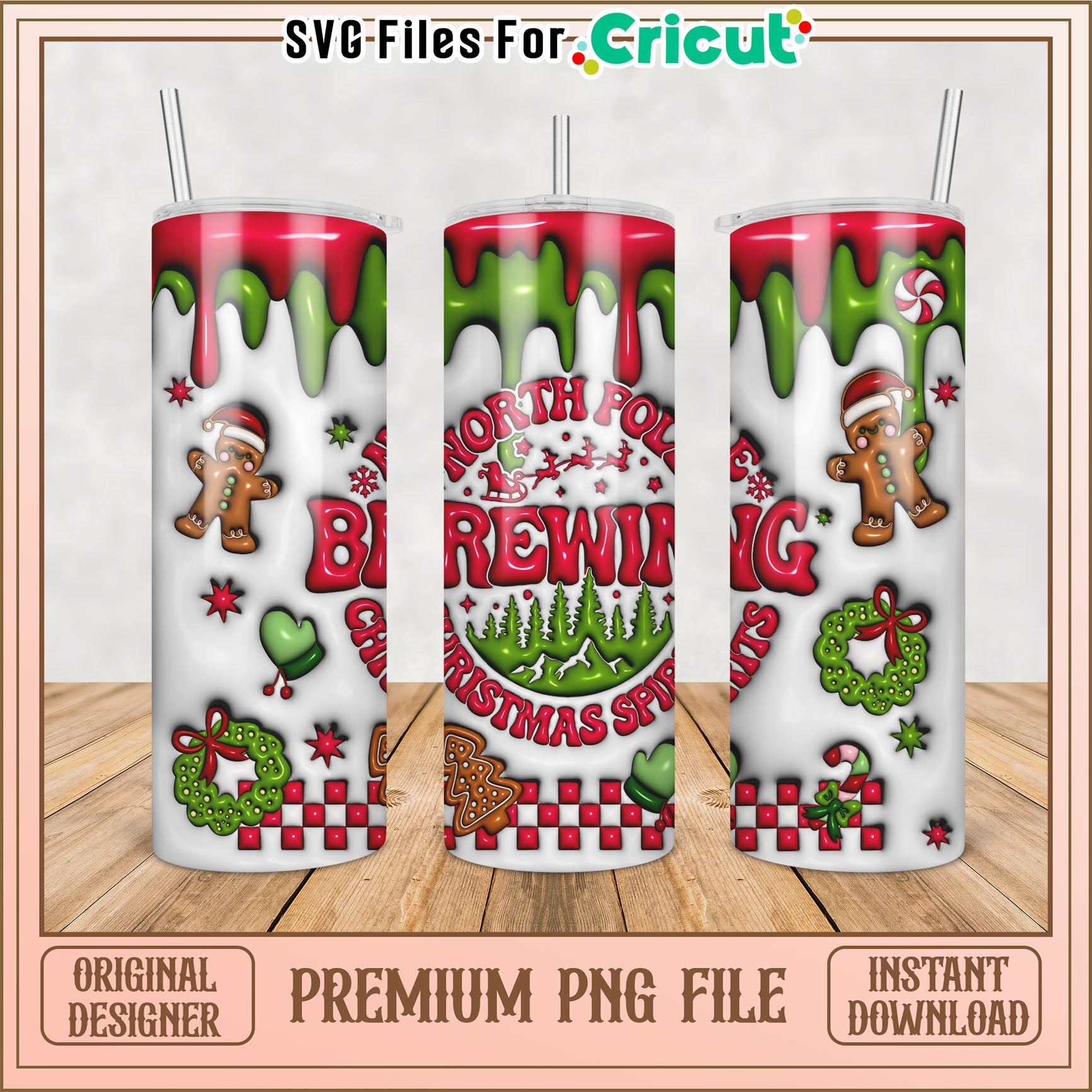 Cute North Pole Brewing Christmas Tumbler Design for DIY Crafts