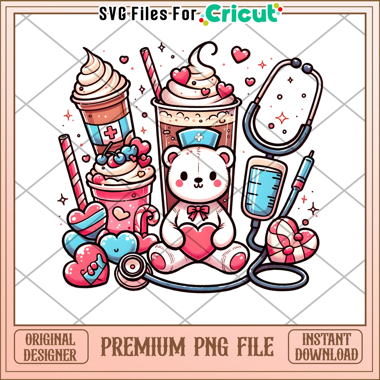 Cute Nurse Teddy Bear PNG