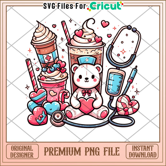 Cute Nurse Teddy Bear PNG