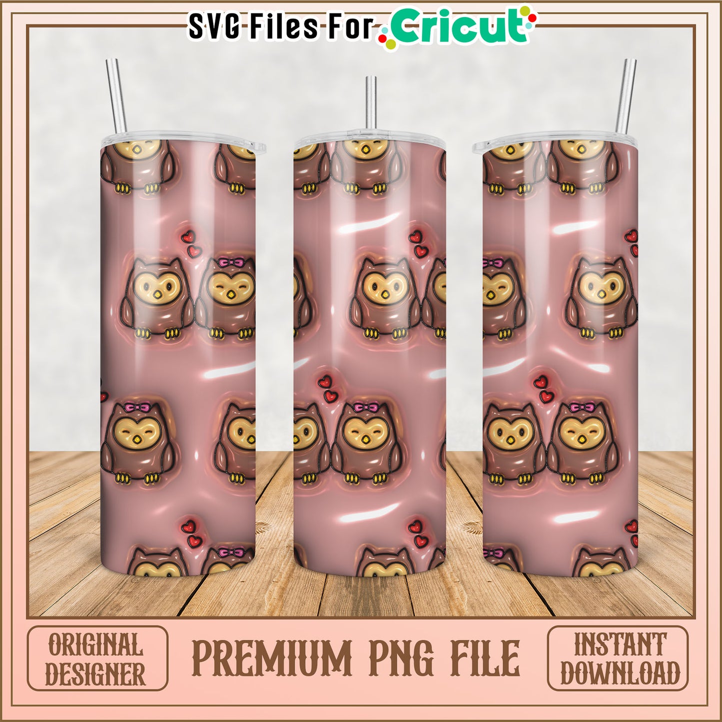 Cute Owl Tumbler PNG Design