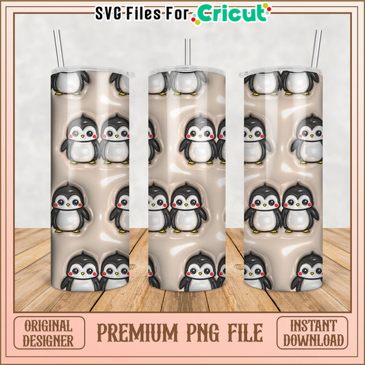 Cute Penguin Tumbler Design PNG for Cricut Templates Download