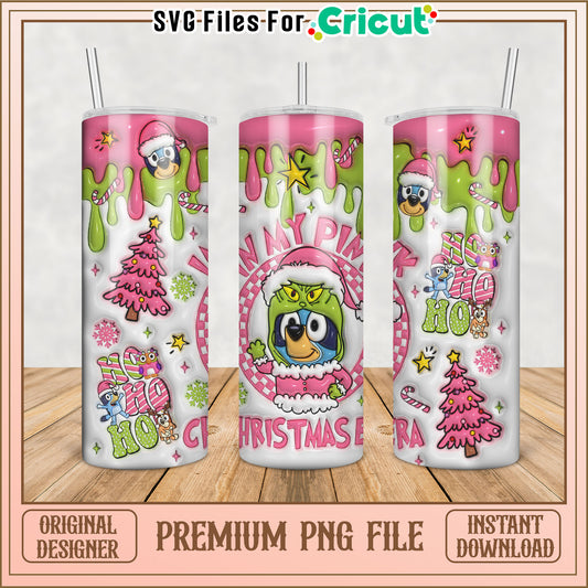 Cute Pink Christmas Tumbler Design PNG File for Cricut Projects