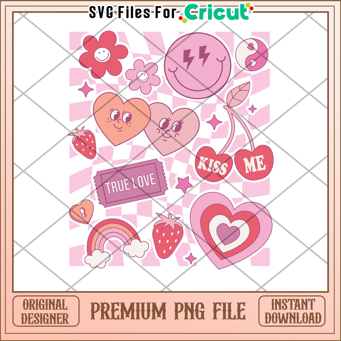 Cute Pink Hearts PNG for Cricut