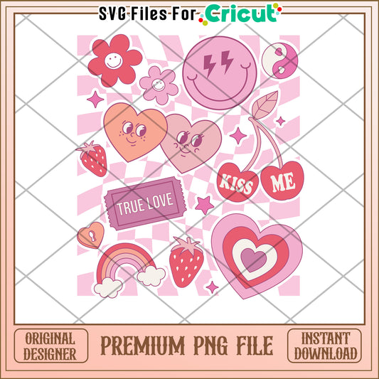 Cute Pink Hearts PNG for Cricut
