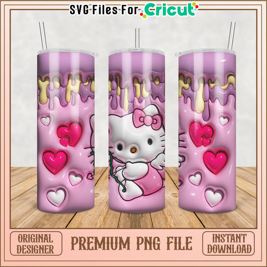 Cute Pink Hello Kitty Tumbler PNG File for Cricut Crafting Ideas