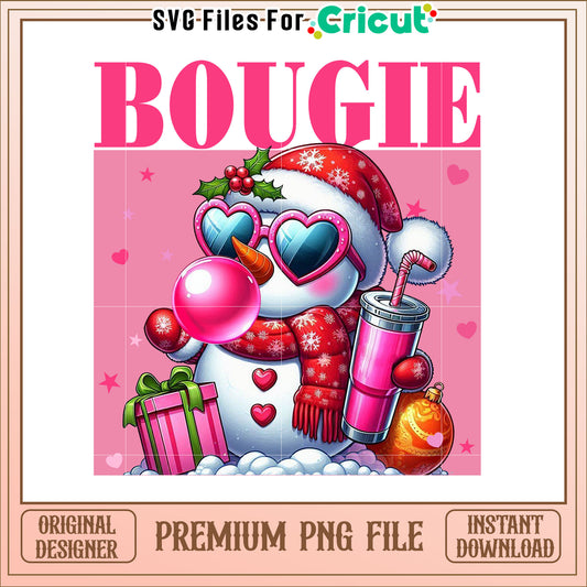 Cute Pink Snowman Christmas PNG
