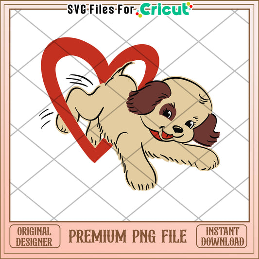Cute Puppy Heart PNG Instant Download