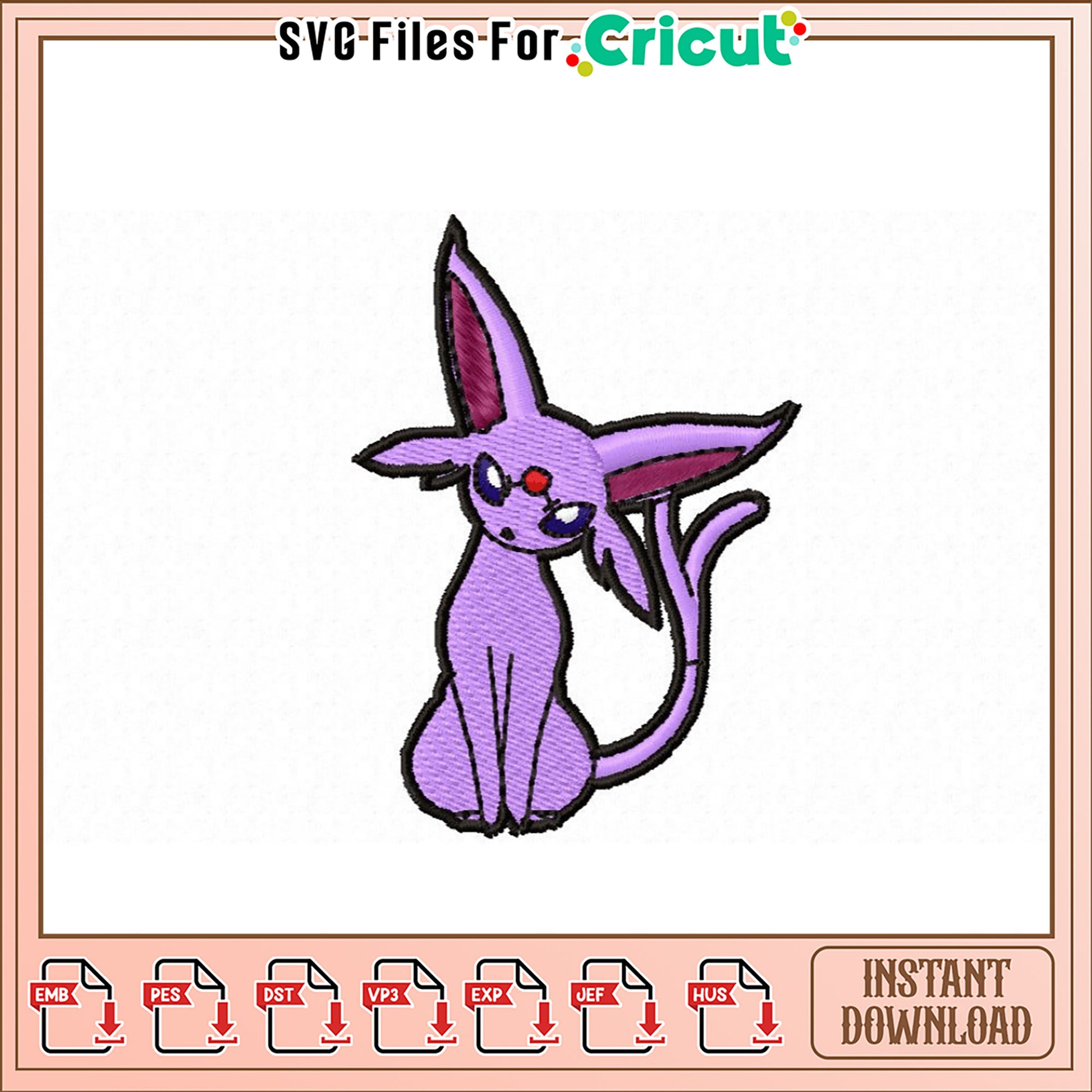 Cute Purple Cat Embroidery Design for Sewing Projects