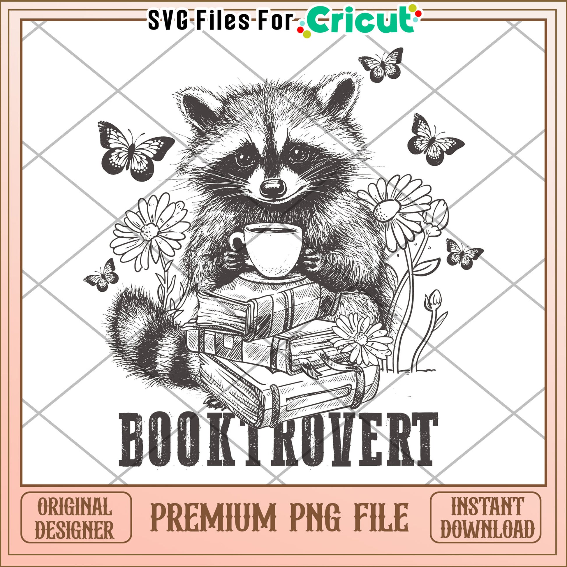 Cute Raccoon Bookworm PNG Illustration