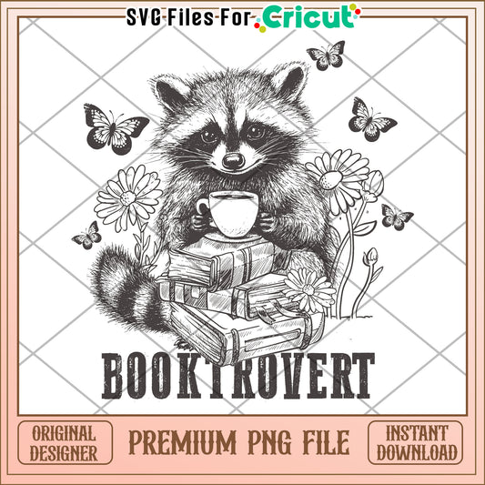 Cute Raccoon Bookworm PNG Illustration