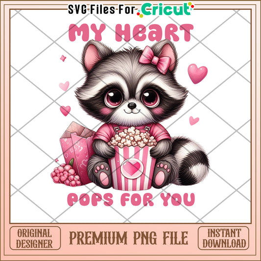 Cute Raccoon Pops PNG Valentines Design