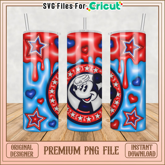 Cute Red and Blue Star Tumbler Design PNG for Cricut Lovers