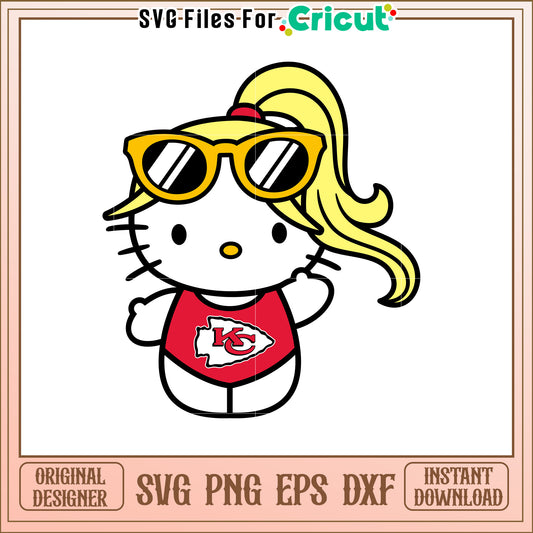 Cute SVG Design of Hello Kitty in Sunglasses Outfit