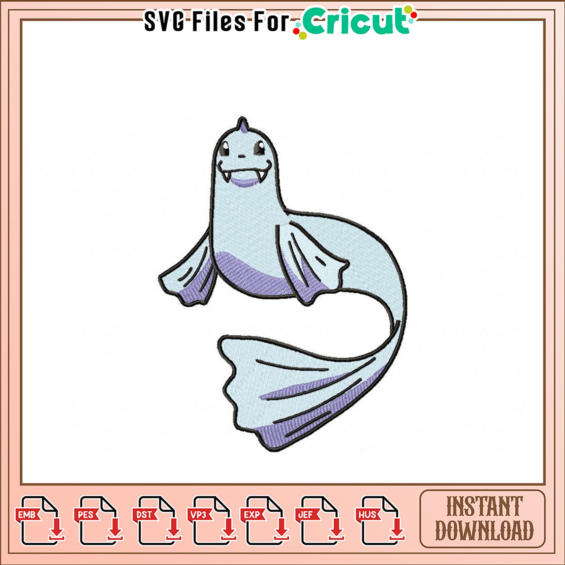 Cute Seal Embroidery Design for Instant Download File