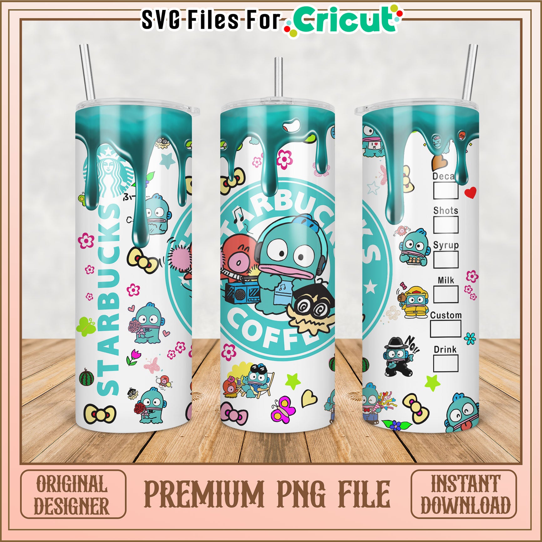 Cute Starbucks Themed Tumbler Design PNG for Cricut Projects