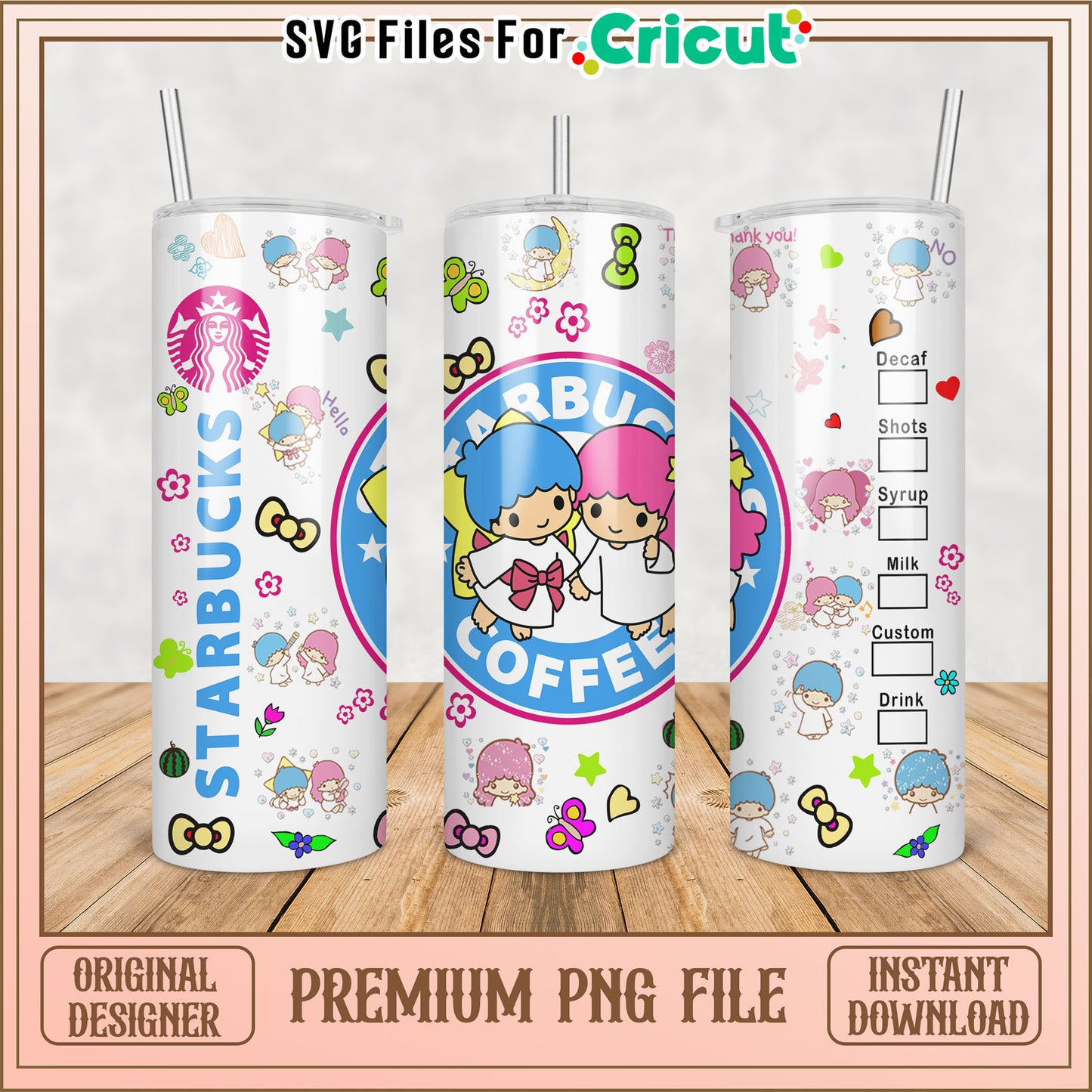 Cute Starbucks Tumbler PNG File for Cricut Instant Download Design