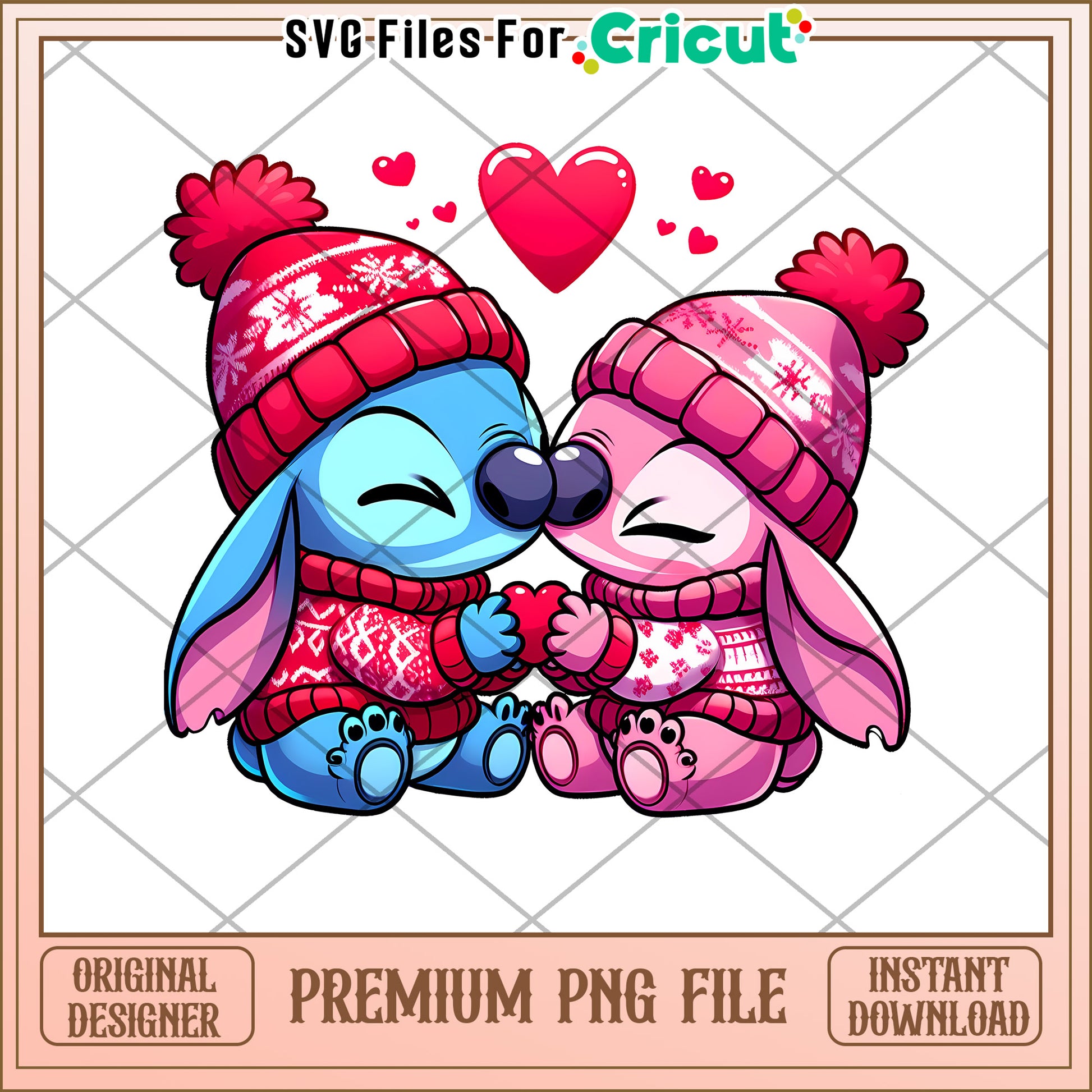Cute Stitch Couple PNG Valentines Day