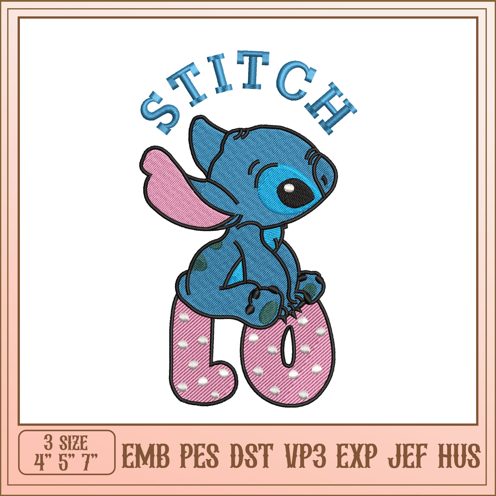 Cute Stitch Embroidery Design for Kids 4 to 7 Inch Sizes