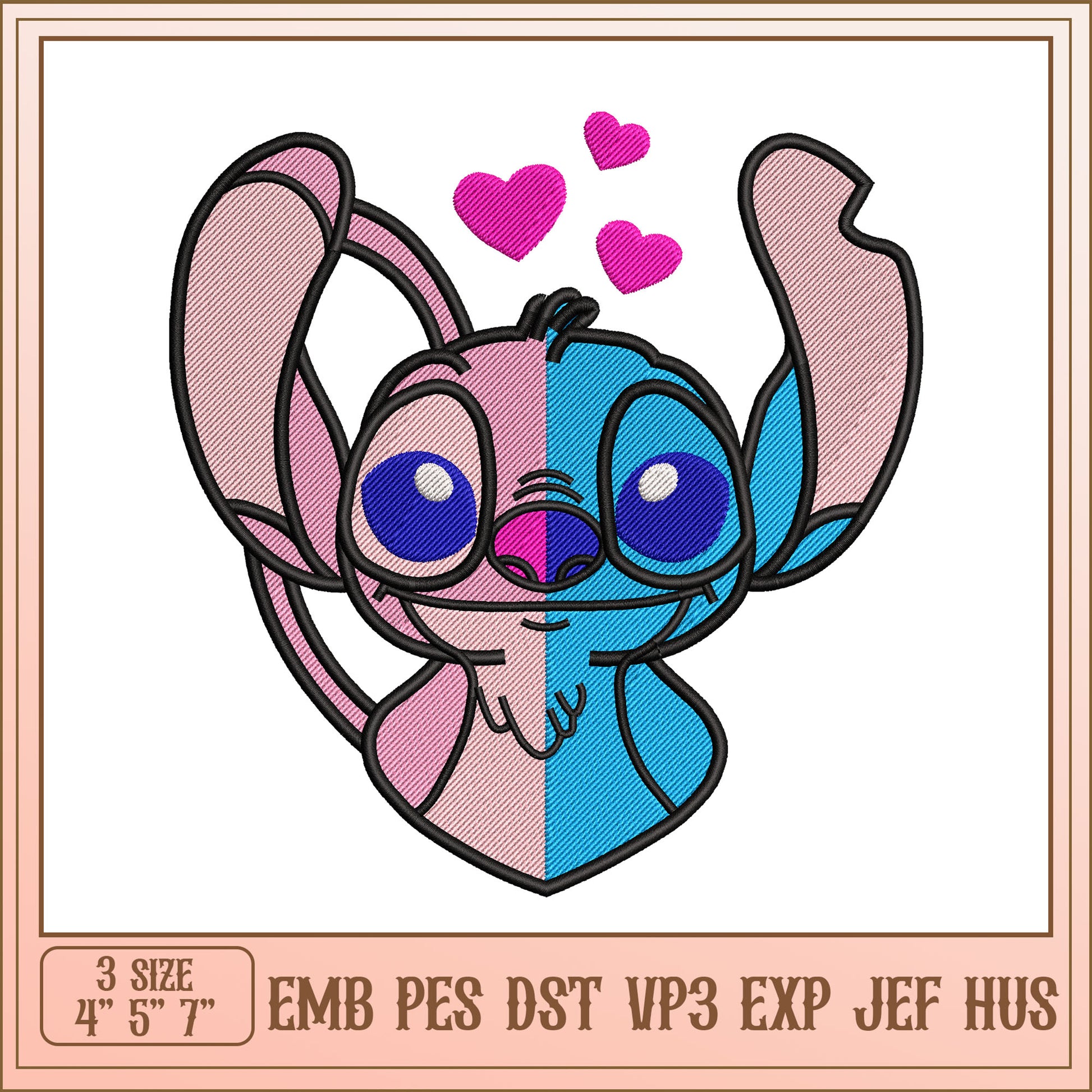 Cute Stitch Embroidery Design for Kids Character 3 Sizes