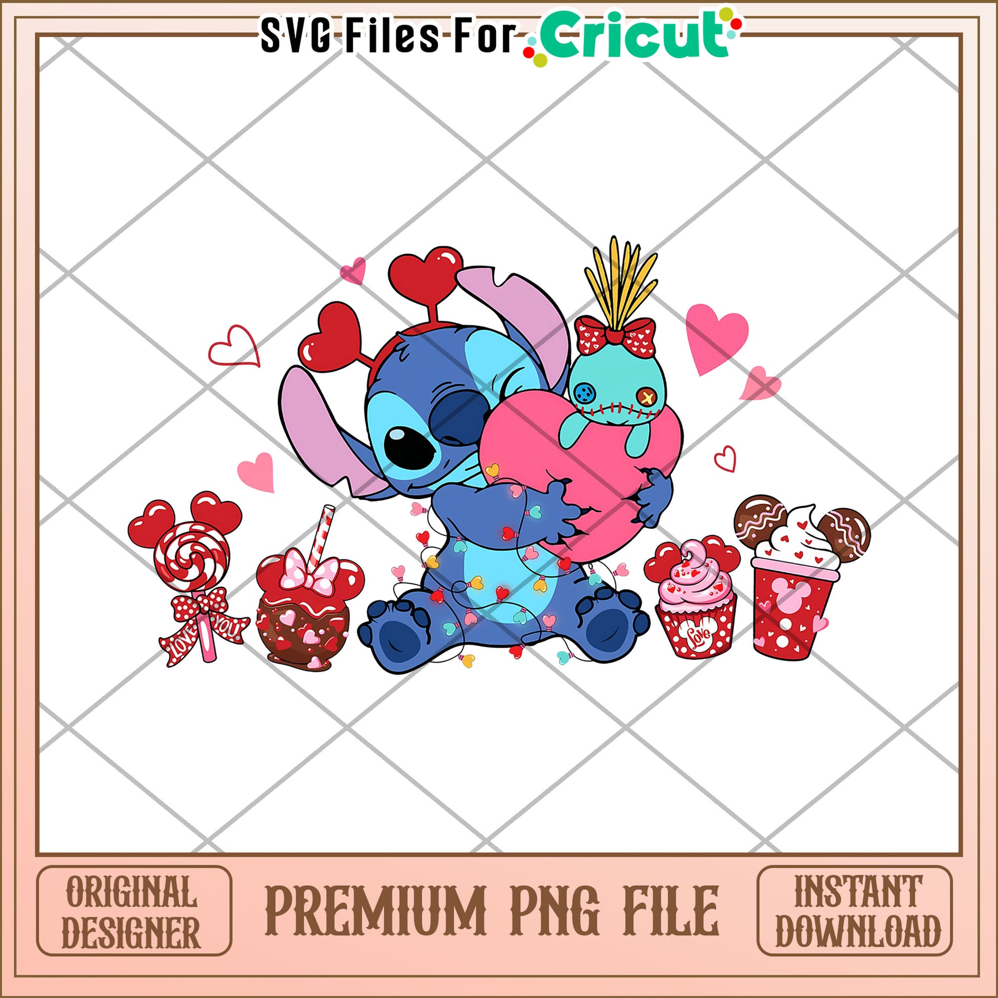 Cute Stitch Holding Heart PNG for Craft Projects