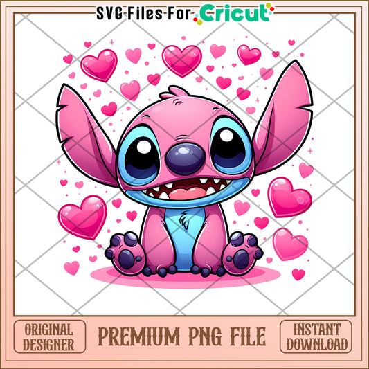 Cute Stitch PNG Valentines Day Design