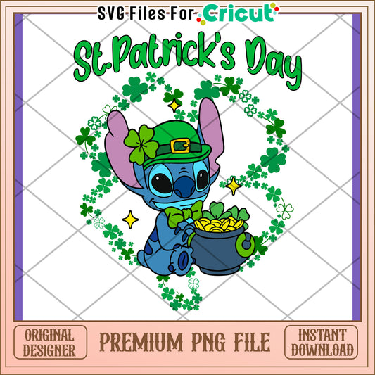 Cute Stitch St Patricks Day PNG Design Download