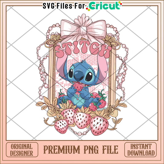 Cute Stitch Strawberry PNG Image