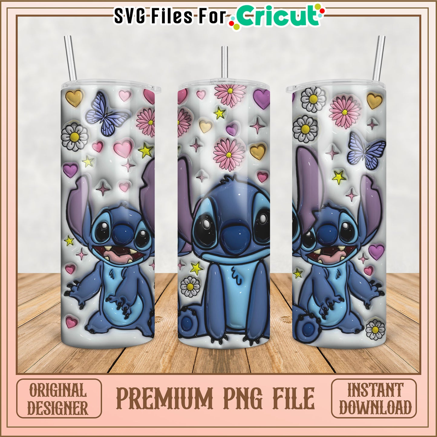 Cute Stitch Themed Tumbler PNG for Cricut Crafts Instant Download