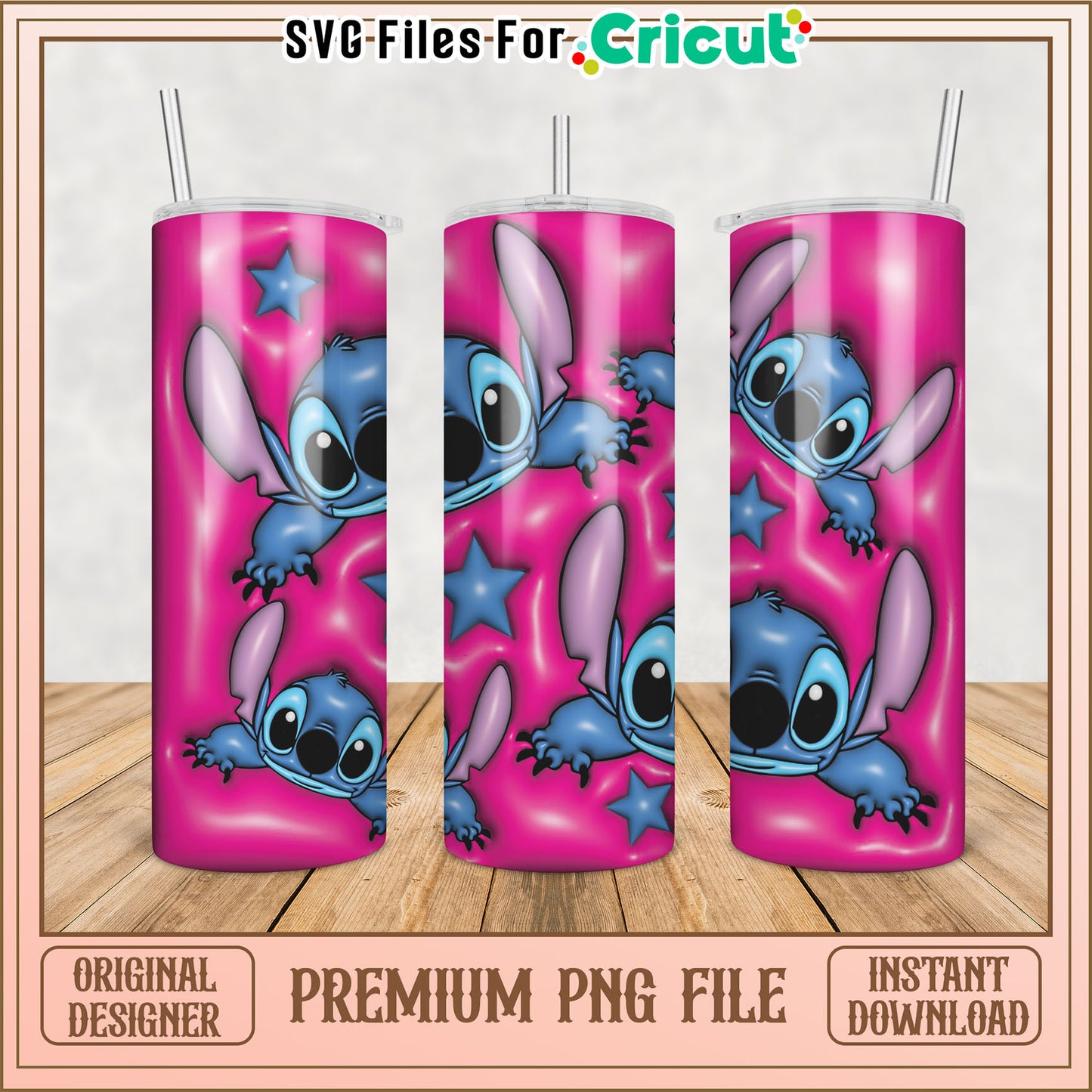 Cute Stitch Tumbler Design PNG for Crafting and DIY Projects