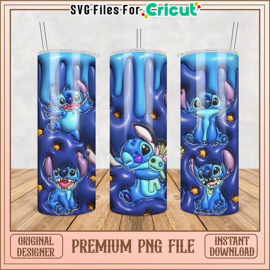 Cute Stitch Tumbler Design PNG for Cricut Instant Download File