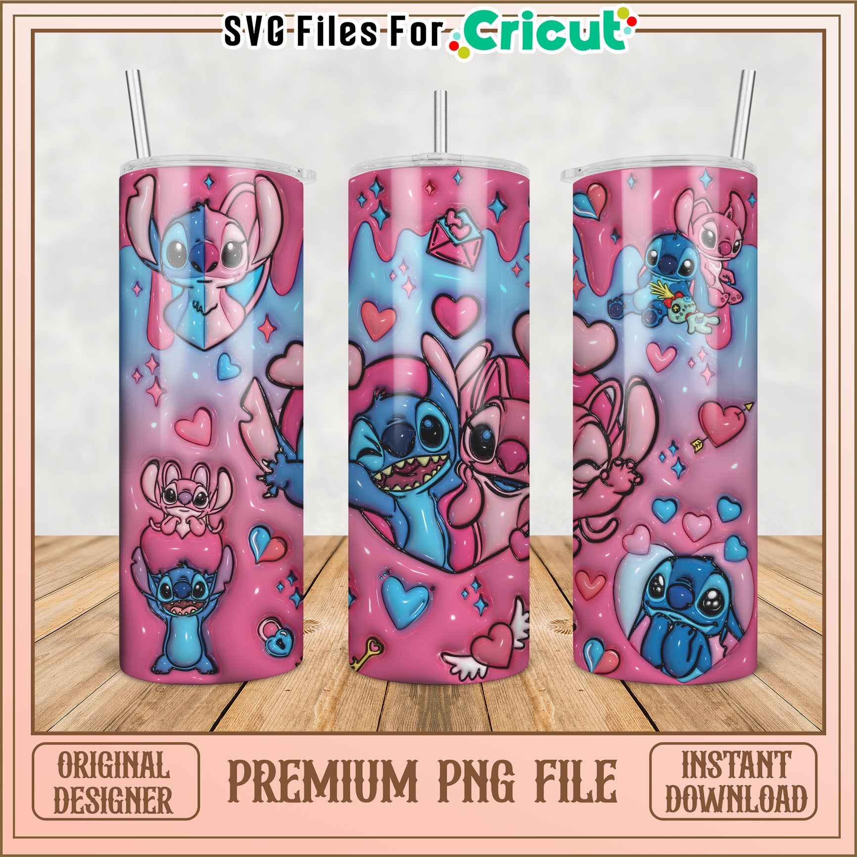 Cute Stitch Tumbler Design PNG for Cricut Machines Download Now